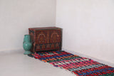 Hallway carpet Boucherouite moroccan rug 2.9 FT X 8 FT