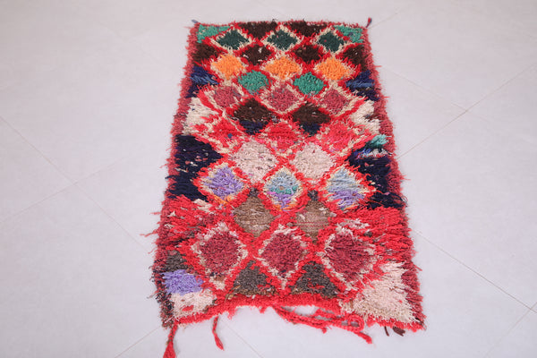 Colorful vintage Moroccan berber rug – 2.1 FT x 4.6 FT handwoven art