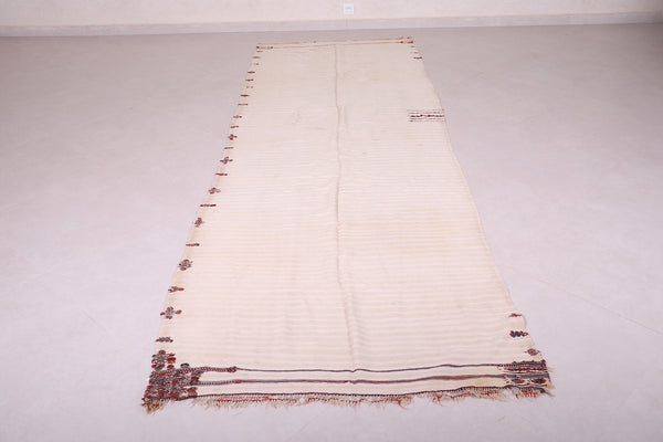 Entryway beige handmade Moroccan carpet - 3.8 FT X 11.5 FT | Elegant berber design