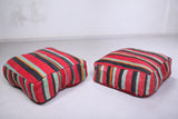 Two flatwoven berber Moroccan rug poufs