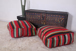 Two flatwoven berber Moroccan rug poufs