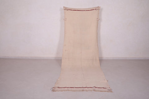 Runner moroccan handmade beige rug , 3.8 FT X 10.6 FT