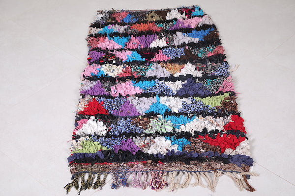 Handmade Moroccan Boucherouite Hallway Rug - 2.1 FT X 3.7 FT | Unique Small Eco Rug