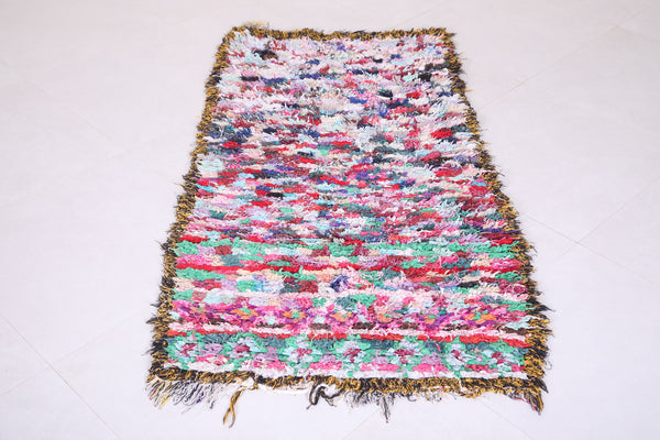 Colorful Vintage Boucherouite Runner Carpet – 3.8 x 9 ft | Handmade Moroccan Rug