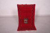 red boucherouite berber Moroccan rug 1.8 FT X 3.3 FT