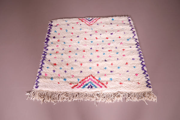 Azilal colorful moroccan rug square 3.6 FT X 3.6 FT