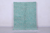 Green moroccan handmade checkered rug 4.7 FT X 6.5 FT