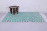 Green moroccan handmade checkered rug 4.7 FT X 6.5 FT