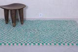 Green moroccan handmade checkered rug 4.7 FT X 6.5 FT