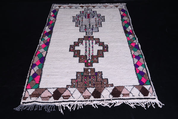 Colorful azilal Moroccan wool rug - 3.9 FT X 6.1 FT | Unique berber handmade carpet