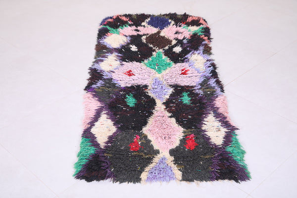 Small entryway boucherouite berber carpet 2.5 FT X 5.9 FT