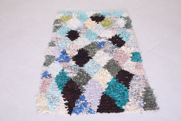 Vintage Moroccan boucherouite carpet – 2.6 x 4.9 ft | Unique handmade berber rug