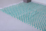 Handmade moroccan green checkered rug 4.8 FT X 6.6 FT