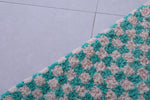 Handmade moroccan green checkered rug 4.8 FT X 6.6 FT