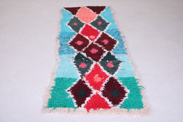 Handmade Moroccan boucherouite entryway carpet – 2.8 x 7.9 ft
