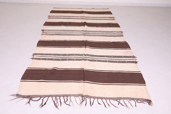 Long Moroccan rug – 4.9 FT x 10.8 FT | Natural brown & beige stripes, handwoven wool