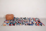 Colorful handmade Boucherouite rug 4 FT X 7.4 FT