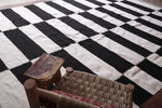 Custom handmade rug , Black and white woven carpet