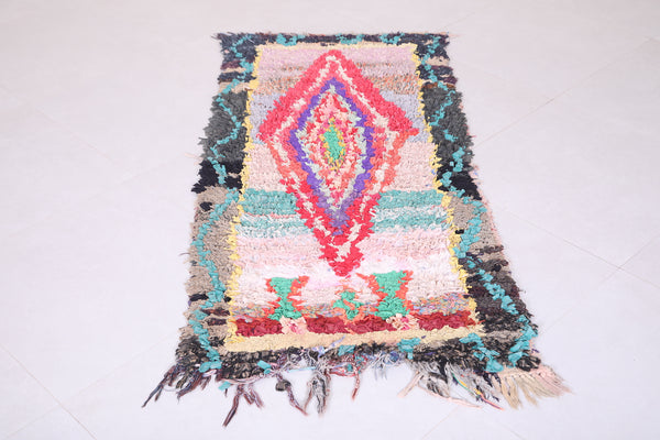 Colorful vintage Moroccan berber rug – 2.5 FT X 5.4 FT | Unique handmade carpet