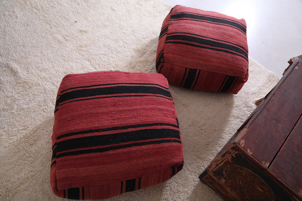 Handmade Berber Old Rug Moroccan Pouf – Unique Ottoman