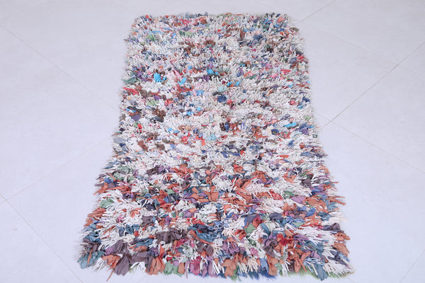 Vintage Moroccan boucherouite rug – 2.7 x 5.3 FT | Unique shag texture