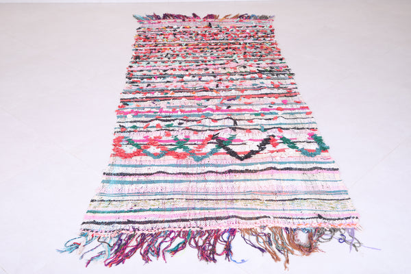 Colorful berber vintage Moroccan Rug  3.4 FT X 8.2 FT