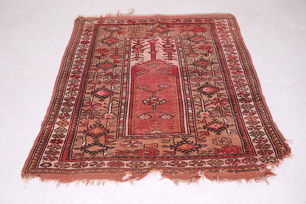 Vintage Moroccan azilal rug – 3.7 FT x 5.1 FT | Handmade colorful berber carpet