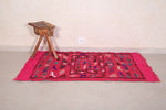 Pink Flat woven berber moroccan rug 3 FT X 4.7 FT