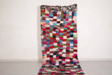 Colorful handmade Boucherouite rug 3.9 FT X 8.9 FT