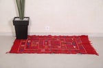 Red berber handmade Moroccan carpet , 2.9 FT X 4.4 FT