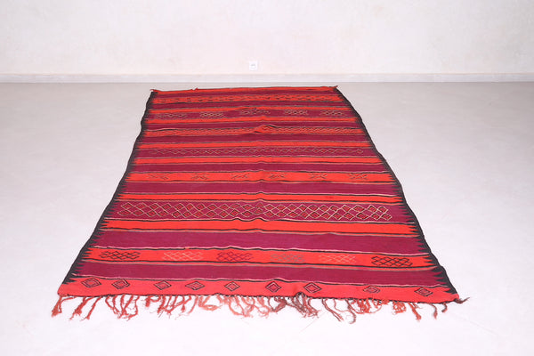 Red handwoven berber Moroccan rug – 5.4 FT X 10.2 FT | Authentic wool area rug