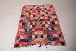 Square colorful moroccan handmade rug - 3.4 FT X 5.5 FT