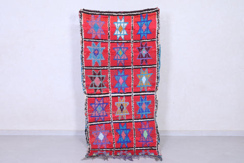 Vintage handmade moroccan berber rug 3.1 FT X 6.1 FT