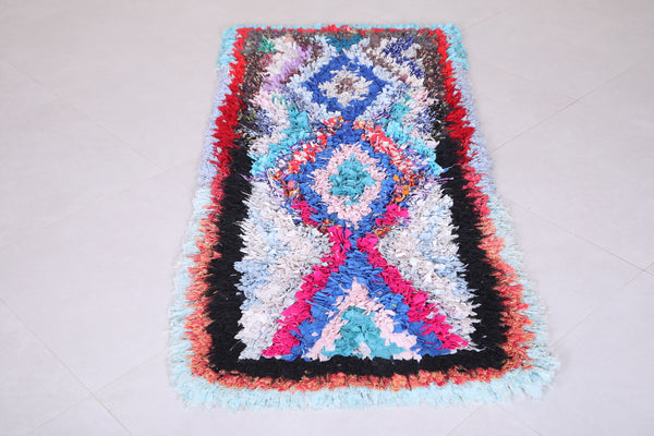 Moroccan gorgeous boucherouite carpet 2.6 FT X 5.9 FT