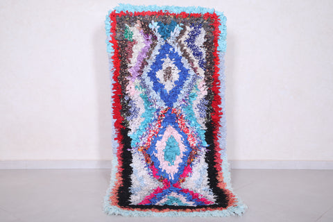 Moroccan gorgeous boucherouite carpet 2.6 FT X 5.9 FT