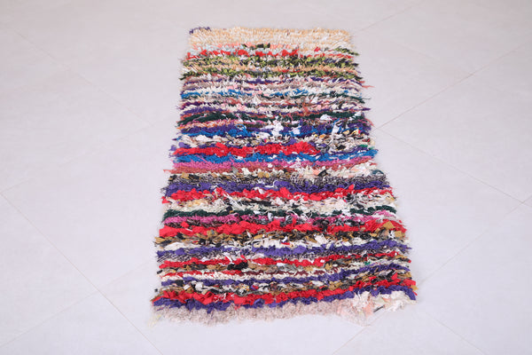 Berber handmade Moroccan boucherouite Rug  2 FT X 5.6 FT