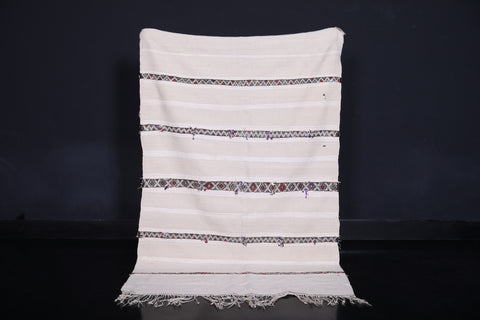 Vintage moroccan handwoven berber wedding blanket  3.7 FT X 5.8 FT