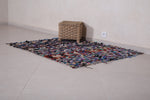 Small berber Moroccan Boucherouite rug 3.8 FT X 4.8 FT