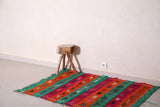 Flatwoven berber Moroccan small rug , 3.2 FT X 4.7 FT