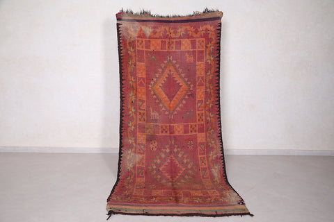 Old runner Moroccan berber rug ,3.7 FT X 8.2 FT