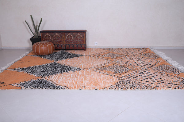 Orange wool Moroccan rug – Unique custom pattern