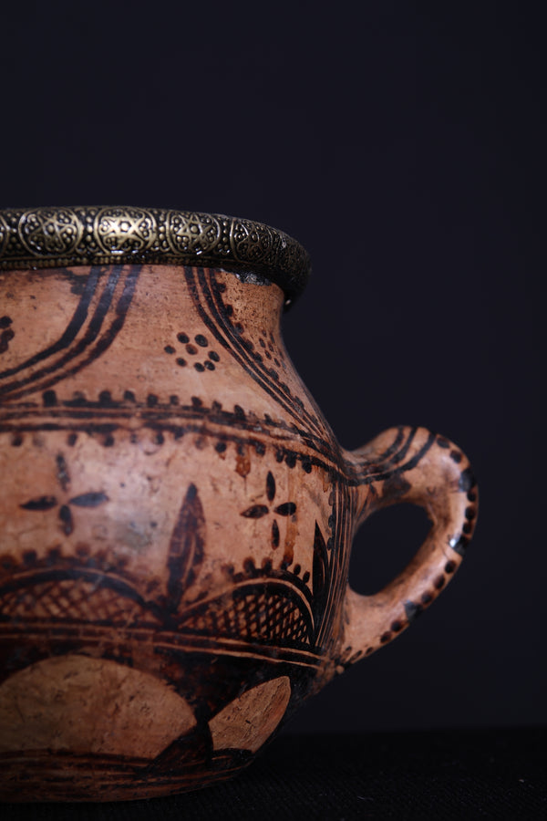 Antique moroccan clay water pot 5.5 INCHES X 5.5 INCHES