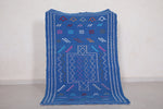 Handwoven Moroccan rug Blue 3.2 FT X 5 FT