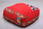 Red Moroccan handmade berber rug Kilim Pouf