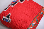 Red Moroccan handmade berber rug Kilim Pouf