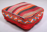 Red Moroccan handmade berber rug Kilim Pouf