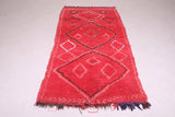Red azilal wool Moroccan carpet 3.8 FT X 8.5 FT