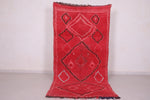Red azilal wool Moroccan carpet 3.8 FT X 8.5 FT