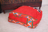 Red Moroccan handmade berber rug Kilim Pouf