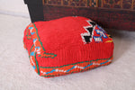 Red Moroccan handmade berber rug Kilim Pouf